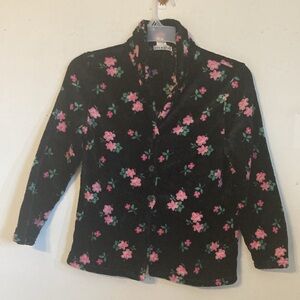 Pajama set Em & Alfie  Black with pink floral print size L